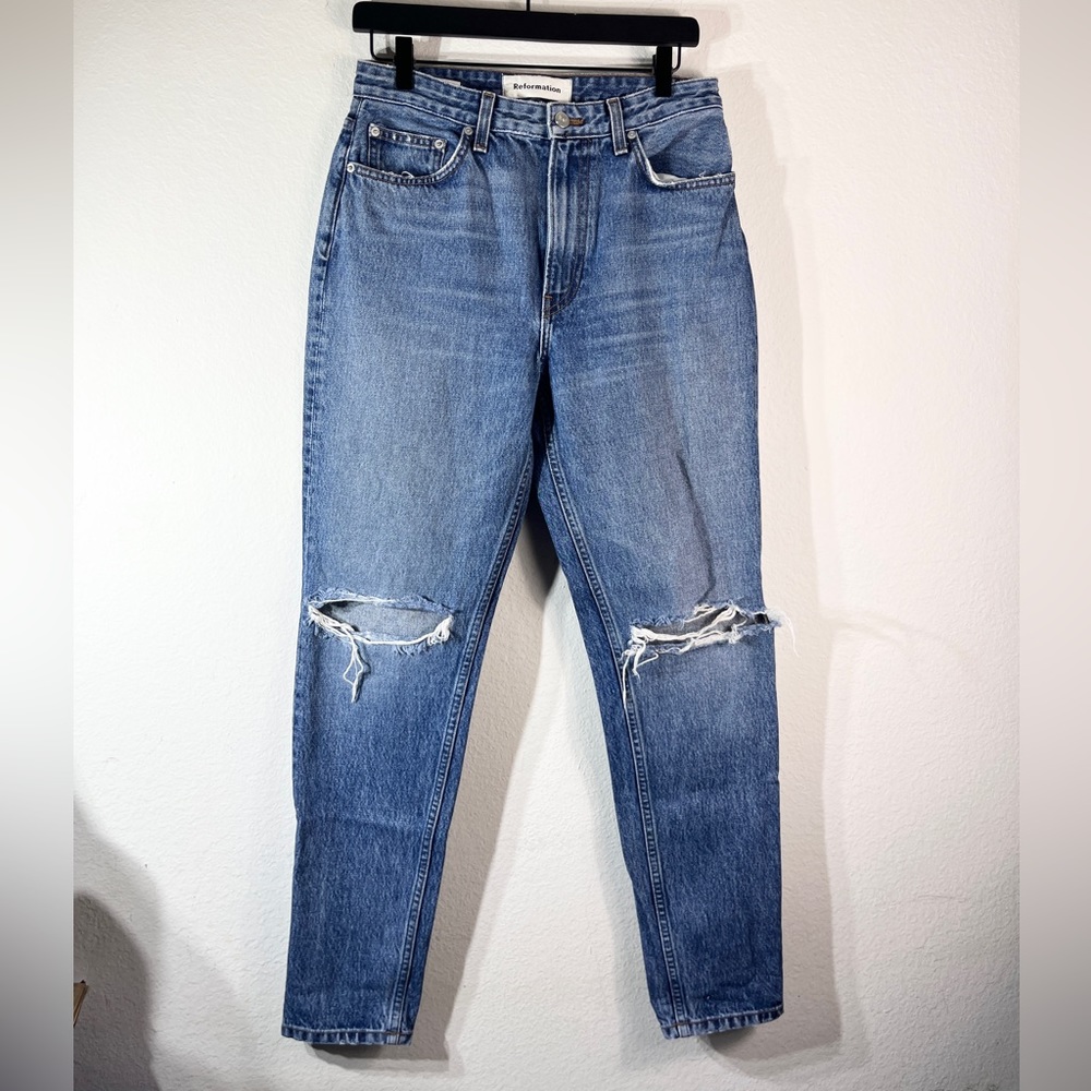 Reformation High Rise Cigarette Dark Stone Jeans DIY Cut Sz 29